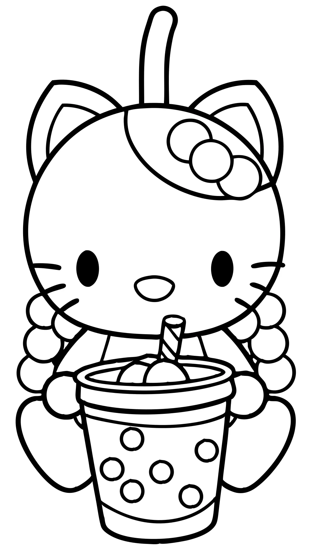 hello kitty boba coloring page